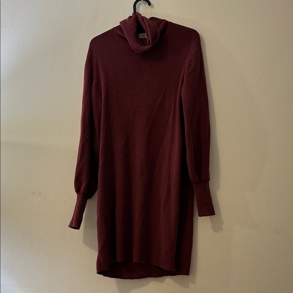 Aritzia Wilfred Plum Long Sleeve Merino Wool Blend Turtleneck Sweater Dress - Picture 2 of 8